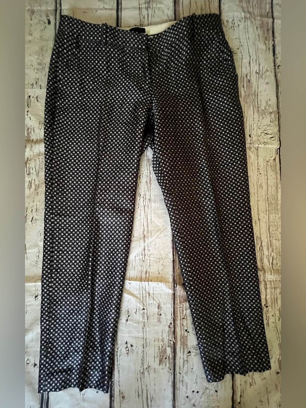 J. Crew Black and White Cropped Geometric Print Pants